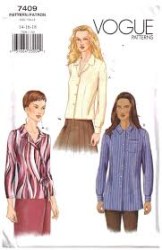 7409 Vogue Loose Collar Button Shirt Lengths Very Easy Pattern 14-18 uncut